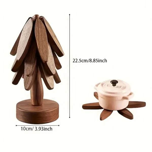 Wooden Tree-Shaped Pot Mat Set